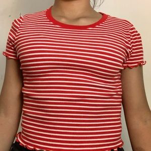 Red striped crop top